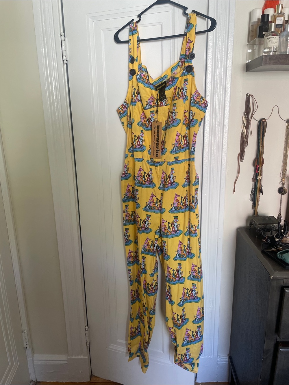 Nooworks twill Yellow dog party One-Piece overalls LIMITED EDITION NWT
